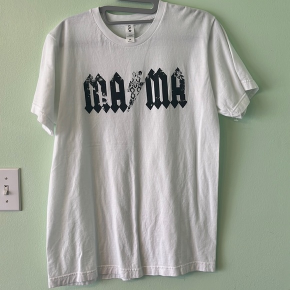 Tultex Tops - Tultex 202 MAMA Black & White Lightning Bolt Rock Look Graphic Print T-Shirt. M.